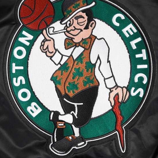 Men's Celtics Retro Classic Black Satin Jacket Men's Celtics Retro Classic Black Satin Jacket