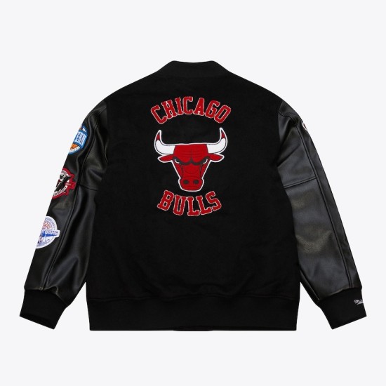 Men's Chicago Bulls Black Out Collection Varsity Jacket Men's Chicago Bulls Black Out Collection Varsity Jacket