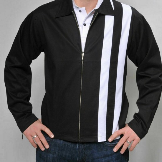 Men's Classic Speedway Elvis Presley Striped Cotton Jacket Men's Classic Speedway Elvis Presley Striped Cotton Jacket