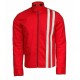 Men's Classic Speedway Elvis Presley White Striped Steve Red Cotton Jacket Men's Classic Speedway Elvis Presley White Striped Steve Red Cotton Jacket