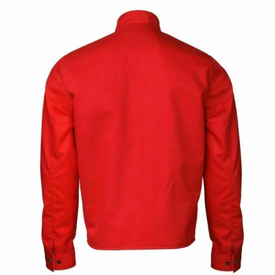 Men's Classic Speedway Elvis Presley White Striped Steve Red Cotton Jacket Men's Classic Speedway Elvis Presley White Striped Steve Red Cotton Jacket