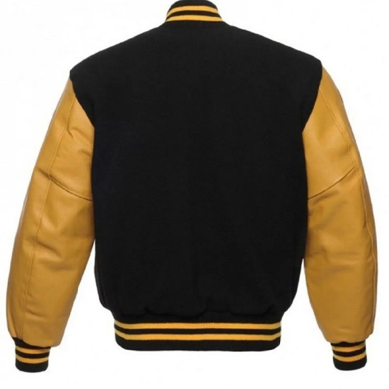 Men's College Varsity Black and Yellow Jacket Mens College Varsity Black and Yellow Jacket