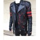 Men's Custom Hand Painted Punk Bloody Punisher Leather Biker Jacket Men's Custom Hand Painted Punk Bloody Punisher Leather Biker Jacket