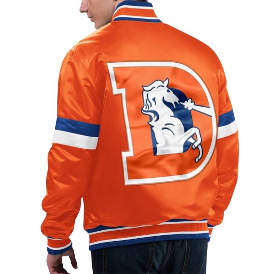 Men's Denver Broncos Starter Orange Gridiron Classics Satin Varsity Jacket Men's Denver Broncos Starter Orange Gridiron Classics Satin Varsity Jacket