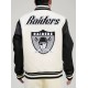 Men's Las Vegas Raiders Pro Standard Cream Retro Classic Varsity Full-Zip Jacket Mens Las Vegas Raiders Pro Standard Cream Retro Classic Varsity Full-Zip Jacket
