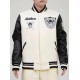 Men's Las Vegas Raiders Pro Standard Cream Retro Classic Varsity Full-Zip Jacket Mens Las Vegas Raiders Pro Standard Cream Retro Classic Varsity Full-Zip Jacket