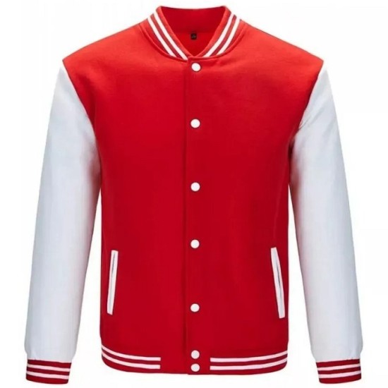 Men's Lightweight Varsity Red Rib Knit Bomber Jacket Mens Lightweight Varsity Red Rib Knit Bomber Jacket