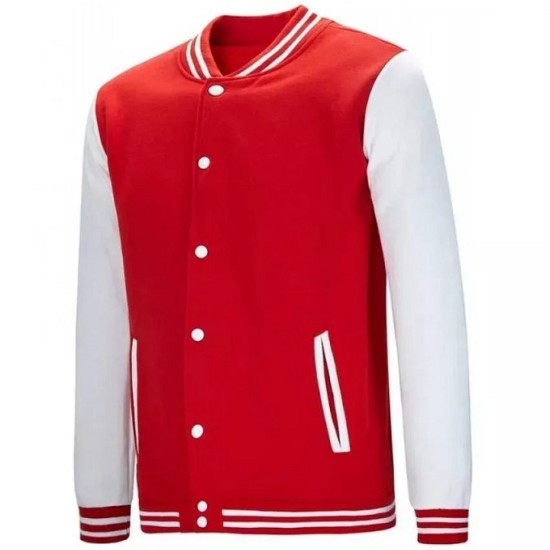 Men's Lightweight Varsity Red Rib Knit Bomber Jacket Mens Lightweight Varsity Red Rib Knit Bomber Jacket