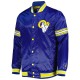 Men's Los Angeles Rams Starter Royal Midfield Satin Full-Snap Varsity Jacket Mens Los Angeles Rams Starter Royal Midfield Satin Full-Snap Varsity Jacket
