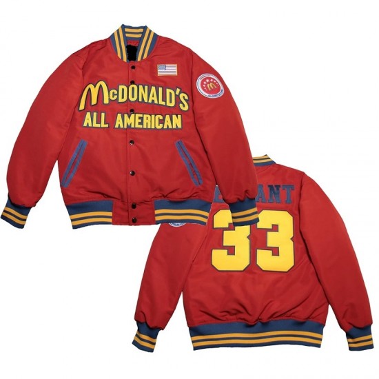 Men's McDONALD'S All American 33 Bryant Red Baseball Satin Jacket Men's McDONALD'S All American 33 Bryant Red Baseball Satin Jacket