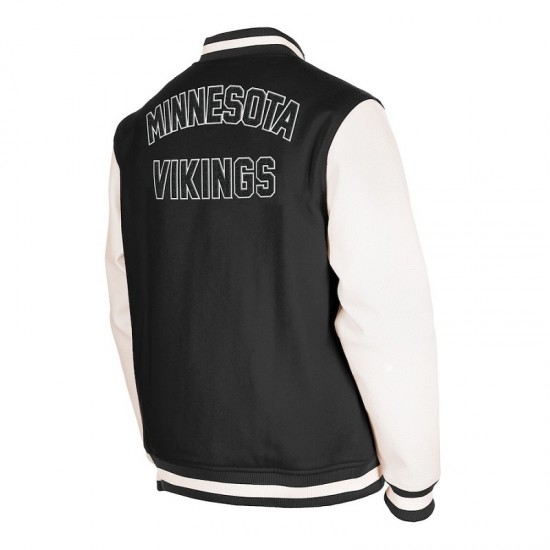 Men's Minnesota Vikings New Era Black Third Down Varsity Full-Snap Jacket Men's Minnesota Vikings New Era Black Third Down Varsity Full-Snap Jacket