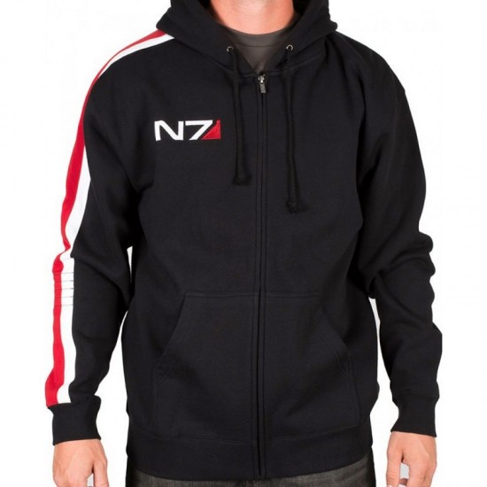 Men's N7 Jacket Mass 3 Commander Shepard Costume Cosplay Black Biker Hoodie Men's N7 Jacket Mass 3 Commander Shepard Costume Cosplay Black Biker Hoodie