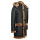 Men's New Winter Sheepskin Leather Ginger Removable Hooded Duffle Coat Men's New Winter Sheepskin Leather Ginger Removable Hooded Duffle Coat