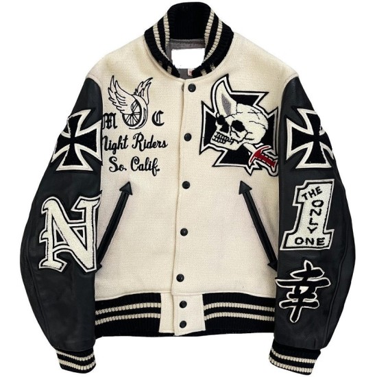 Men's Night Rider White and Black Jacket Mens Night Rider White and Black Jacket