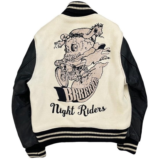 Men's Night Rider White and Black Jacket Mens Night Rider White and Black Jacket