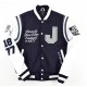 Mens Ribbed Cuff Button Down Stand Collar Varsity Jacket