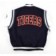 Mens Ribbed Cuff Button Down Stand Collar Varsity Jacket