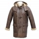 Men's Rufus Brown New Winter Real Shearling Sheepskin Leather Duffle Coat Men's Rufus Brown New Winter Real Shearling Sheepskin Leather Duffle Coat