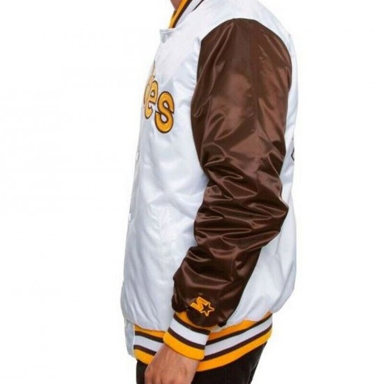 Men's San Diego Padres White/Brown Satin Jacket Men's San Diego Padres White/Brown Satin Jacket