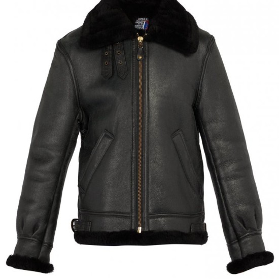 Men's Schot Aviator Faux Shearling Black Leather Jacket Mens Schot Aviator Faux Shearling Black Leather Jacket
