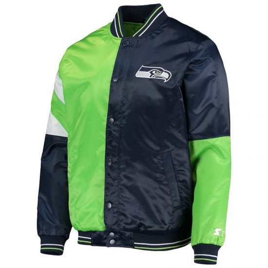 Mens Seattle Seahawks Starter College Green Leader Varsity Satin Jacket