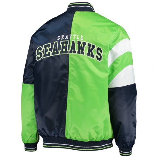 Mens Seattle Seahawks Starter College Green Leader Varsity Satin Jacket