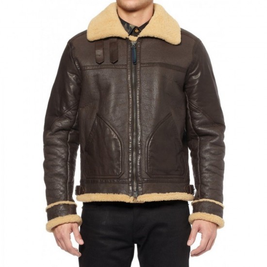 Men's Shearling B3 Brown Leather Aviator Bomber Jacket Men's Shearling B3 Brown Leather Aviator Bomber Jacket