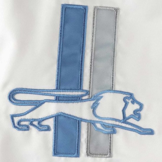 Men's Starter White Detroit Lions Throwback D-Line Varsity Full-Snap Jacket