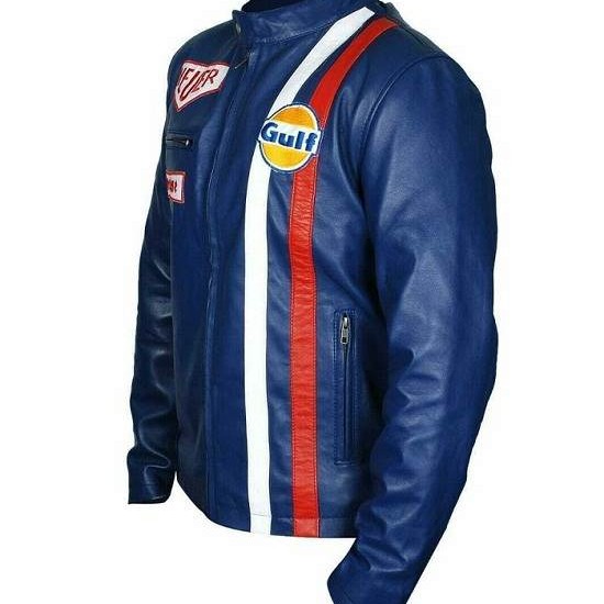 Gulf Racing Style Biker Leather Jacket Gulf Racing Style Biker Leather Jacket