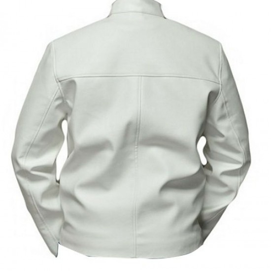 Men's Steve McQueen Le Mans Gulf Racing White Leather Jacket Men's Steve McQueen Le Mans Gulf Racing White Leather Jacket