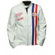 Men's Steve McQueen Le Mans Gulf Racing White Leather Jacket Men's Steve McQueen Le Mans Gulf Racing White Leather Jacket