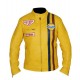Men's Steve McQueen Le Mans Gulf Racing Yellow Leather Jacket Men's Steve McQueen Le Mans Gulf Racing Yellow Leather Jacket