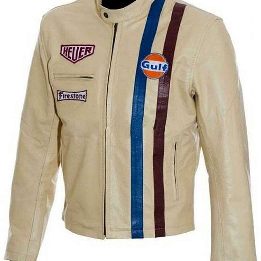 Men's Steve Mcqueen GRAND PRIX le Mans Gulf Racing Leather Jacket