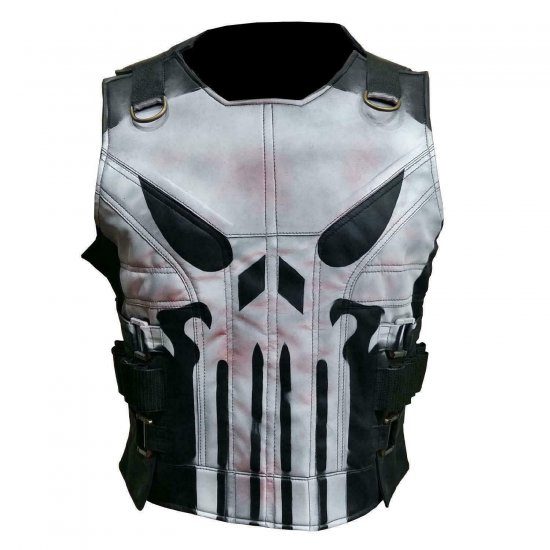 Men's The Punisher Season 2 Jon Bernthal Black Real Leather Vest          