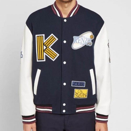 Men's Varsity Kenzo College Jacket with Patches Men's Varsity Kenzo College Jacket with Patches
