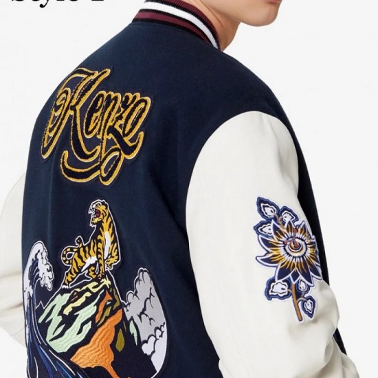 Men's Varsity Kenzo College Jacket with Patches Men's Varsity Kenzo College Jacket with Patches