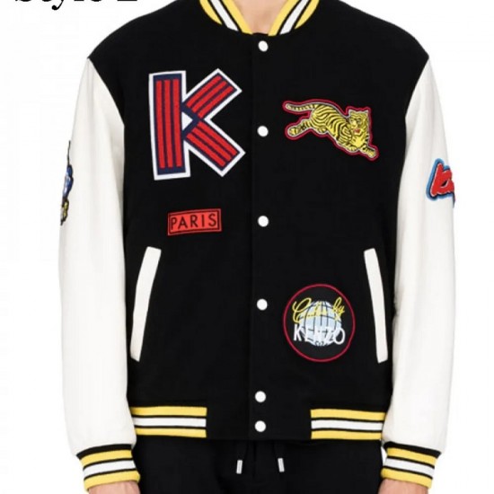Men's Varsity Kenzo College Jacket with Patches Men's Varsity Kenzo College Jacket with Patches
