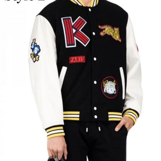 Men's Varsity Kenzo College Jacket with Patches Men's Varsity Kenzo College Jacket with Patches