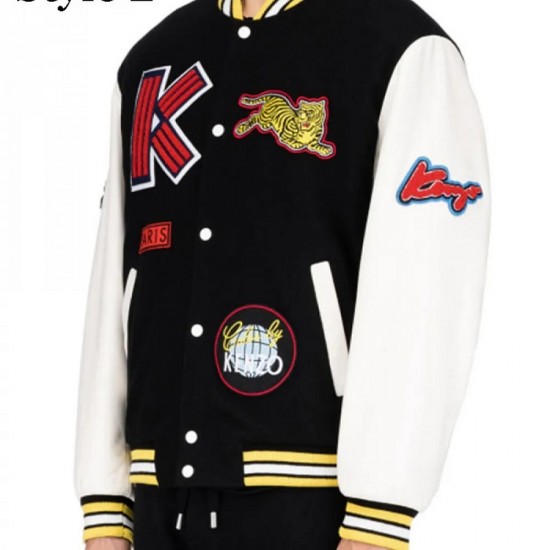 Men's Varsity Kenzo College Jacket with Patches Men's Varsity Kenzo College Jacket with Patches