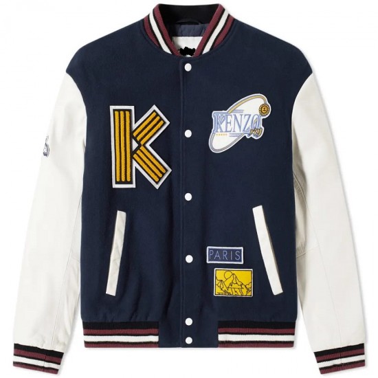 Men's Varsity Kenzo College Jacket with Patches Men's Varsity Kenzo College Jacket with Patches