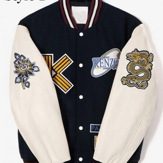 Men's Varsity Kenzo College Jacket with Patches Men's Varsity Kenzo College Jacket with Patches