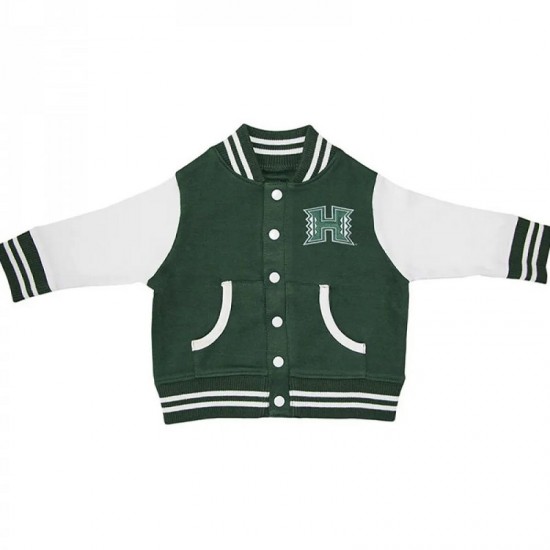 Mens Varsity Rainbow Warriors University of Hawaii Green Jacket