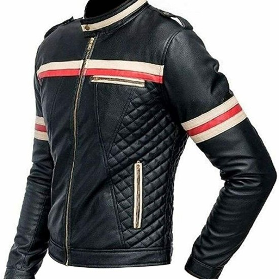 Men's Vintage Biker Cafe Racer Motorcycle Retro Black Leather Biker Jacket Mens Vintage Biker Cafe Racer Motorcycle Retro Black Leather Biker Jacket