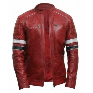 Men's Vintage Cafe Racer Slimfit Style Brando Red Rider Motorcycle Jacket