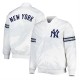 Mens White New York Yankees Satin Jacket