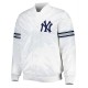 Mens White New York Yankees Satin Jacket