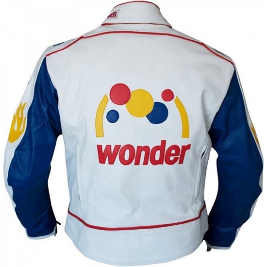 Mens Ricky Bobby Racing White Faux Leather Motorcycle Jacket Mens Ricky Bobby Racing White Faux Leather Motorcycle Jacket