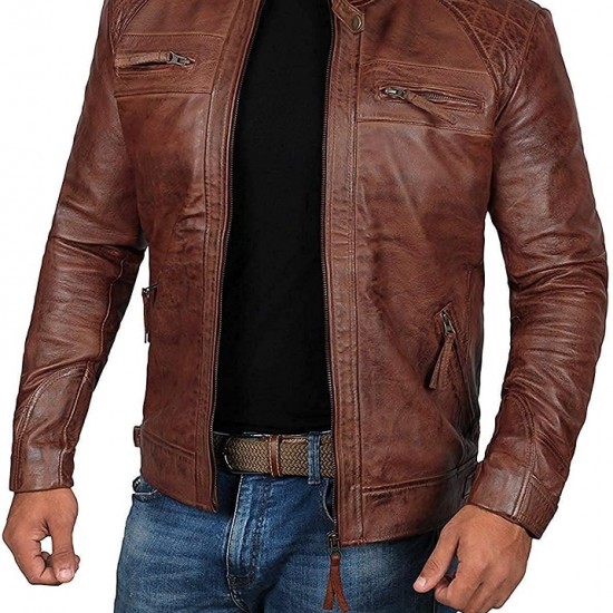 Mens - Cafe Racer Syle Real Lambskin Leather Jackets for Men