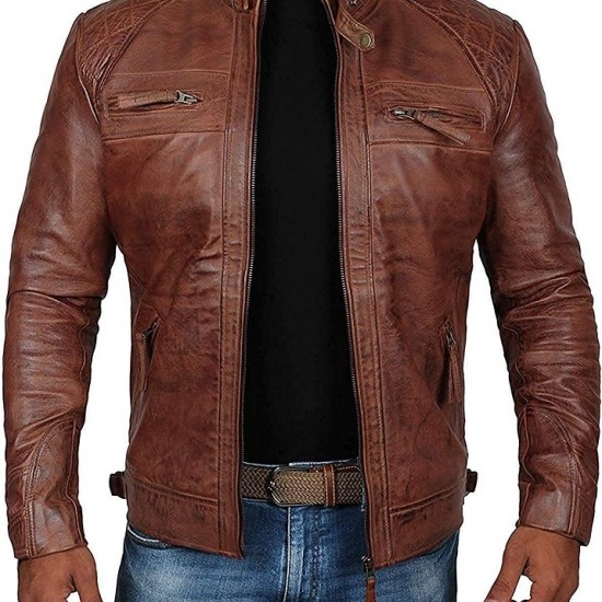 Mens - Cafe Racer Syle Real Lambskin Leather Jackets for Men