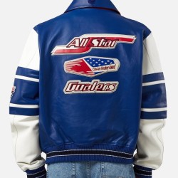 Mens Avirex All Stars Blue Leather Jacket